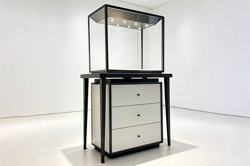 Metal Frame Jewelry Display Cabinet  Black Jewellery Showcase OEM