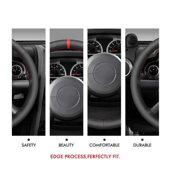 DIY Hand Stitch Genuine Leather Steering Wheel Cover for for Jeep Wrangler JK 2007 2008 2009 2010