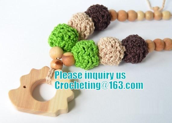 Baby sling necklace, baby bracelet, crochet bracelet, teething bracelet, crochet long funky beaded necklace