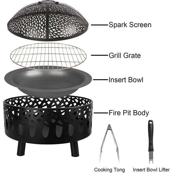 23 Inch Brazier Wood Burning Brazier Charcoal BBQ Pit For Outdoor Patio Backyard