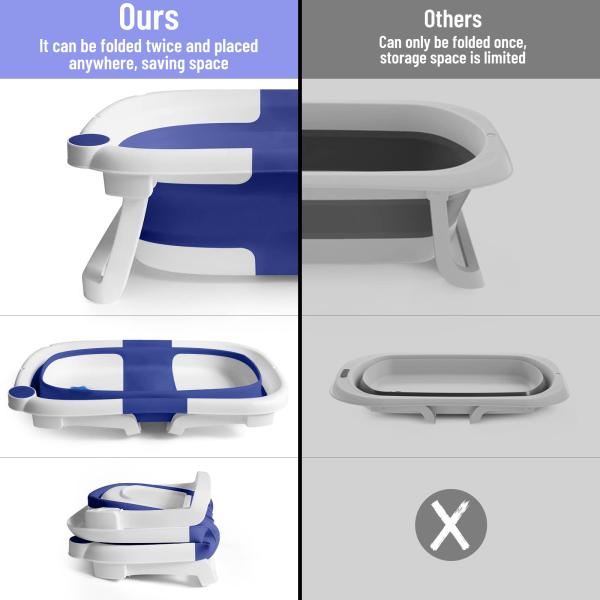 Customized Twice Folding Baby Bathtub Plastic Foldable Bathtub With Cushion