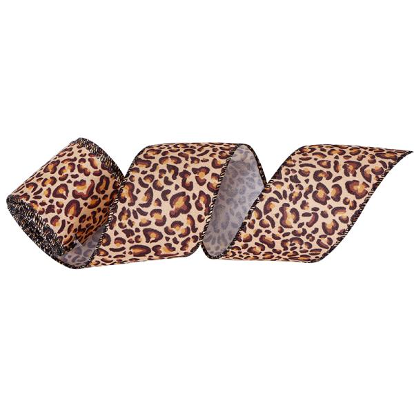 Zebra Leopard Printed Wired Ribbon Animal Pattern Fabric Burlap Ribbon for Home Decor 2.5 Inch