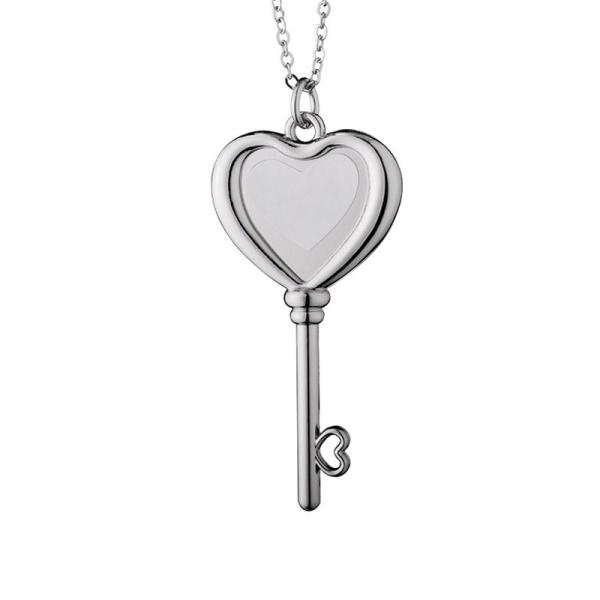 Collier clé cœur photo en alliage de zinc sublimation DIY pour la Saint-Valentin