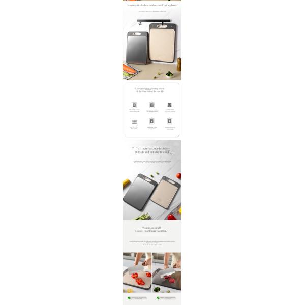 Customized Color Best Stainless Steel Cutting Board with Durable Plastic Bamboo Frame