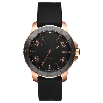 Japanese Movement Mens Watch Rubber Strap With Date , Water Resistant