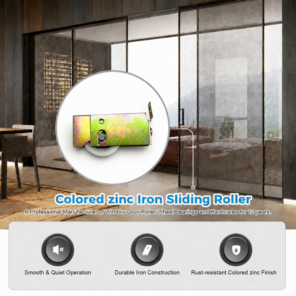 1mm 2mm Thickness Colored Zinc Sliding Window Roller and Window Roller Pulley Wheel for Smooth Sliding