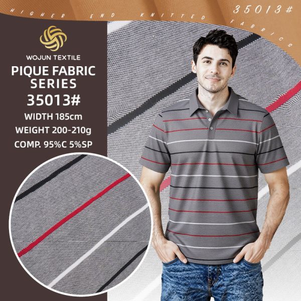 Striped Cotton Pique Fabric: 185cm Wide Stretch For Modern Polos