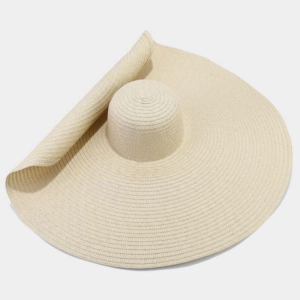 Silk Screen Printing Foldable Women Strawhat for Casual Summer Seaside Sun Beach