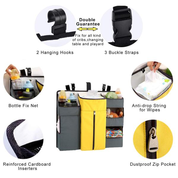 Reinforced Hanging Diaper Caddy Organizer For Crib Storage