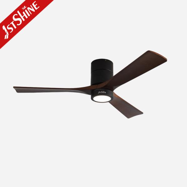 Flush Mount Smart APP Control Ventilador de teto de madeira maciça com luz e controle remoto
