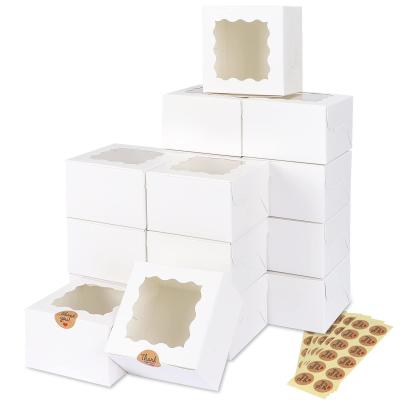 Small Treats White Bakery Cookie Boxes with Window 4x4x2.5 Inches Customized Packaging