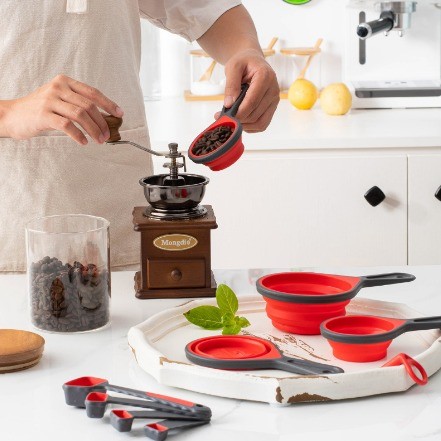 Lightweight Collapsible Measuring Cups And Spoons Set With Scale For Precise Results