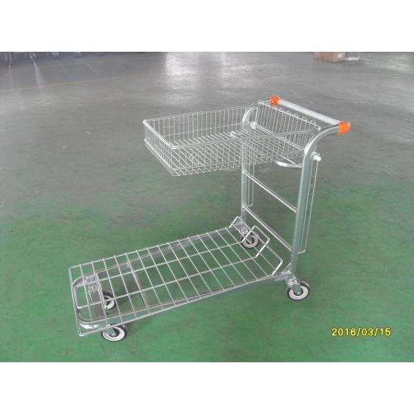 Supermarket Warehouse Trolley cart with square steel tube base and logo on handle