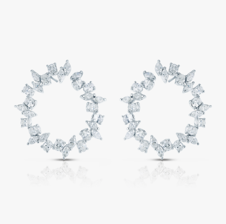 925 Sterling Silver Gold Plated Marquise Geometric Circle Stud Earrings for Women