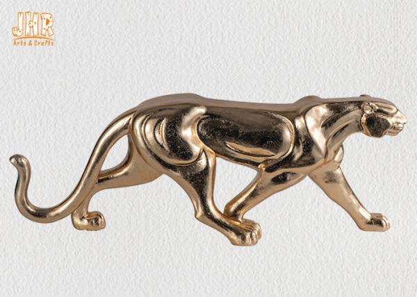 130cm Leopard Sculpture Decor With Gold Leaf Finish Polyresin Animal Statue