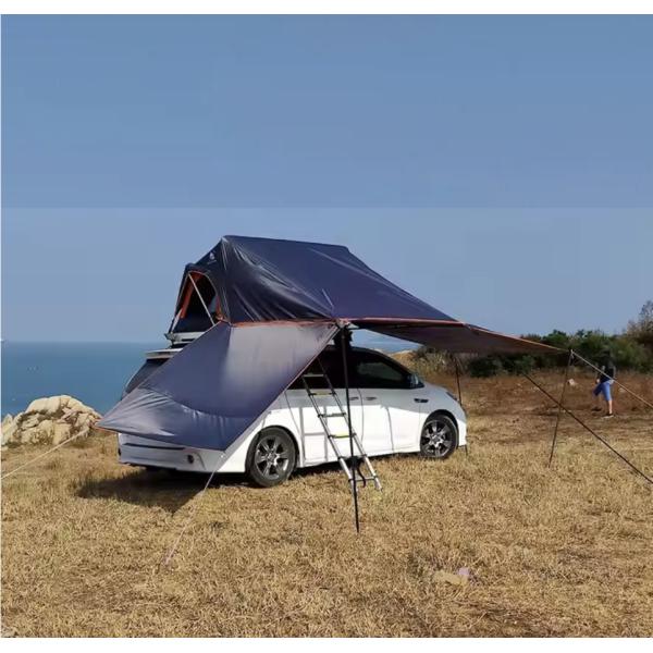 Spacious Hard Shell Rooftop Camping Tent With Motor Vehicle Side Awning