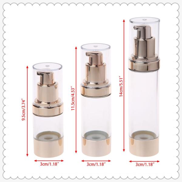 Портативная безвоздушная косметическая бутылка насоса заботы кожи золота перемещения бутылок