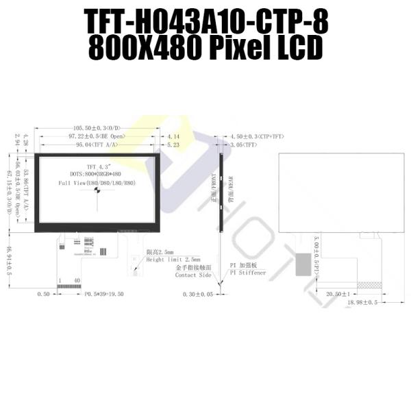 800x480 4.3 Inch TFT LCD Display Module Capacitive Touch Screen