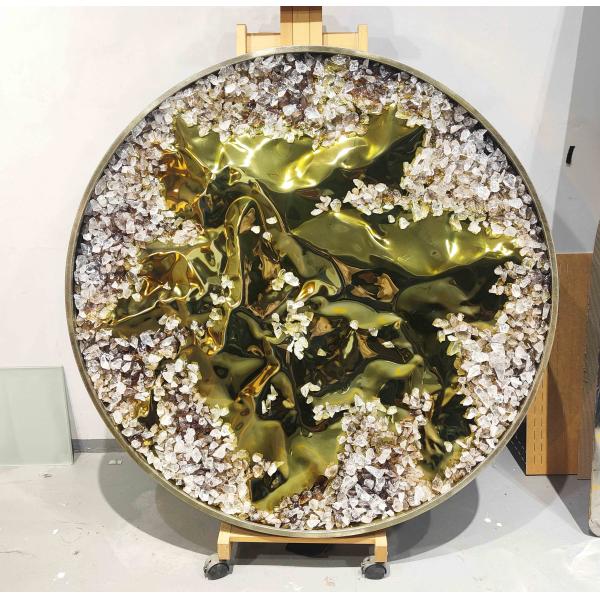 Handmade Wall Arts Paintings Round Abstract 3D Metal Art Painting For Modern Home Decor