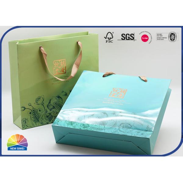 Выбитые хозяйственные сумки логотипа золота роскошные бумажные с ручками ленты!