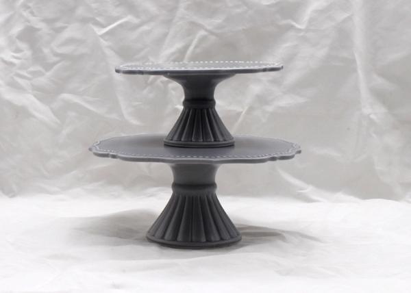 11 Inch Diameter Gray Ceramic Cake Plate , Dolomite Handmade Round Cake Stand Cake Tool