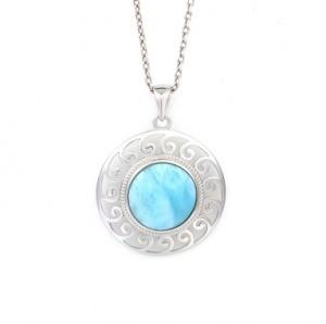 Sunflower Retro Gold Plated 925 Larimar Sterling Silver Pendant Necklace