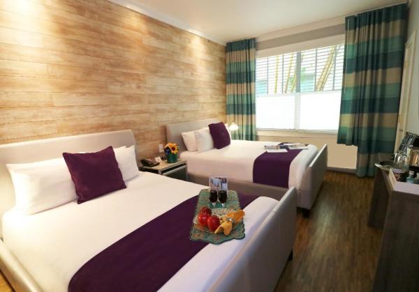 Indonesia hotel manufactuer guestroom leather bed with Chaise sofa and wood wall panel decoration