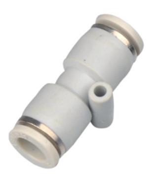 PU Two Way Straight Equal Socket Pneumatic Tube Fitting Black Colour