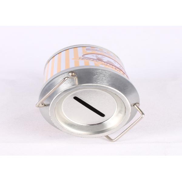 Metal Milk Piggy Bank Money Box CMYK Printed 85 x 152 MM Cylinder For Children