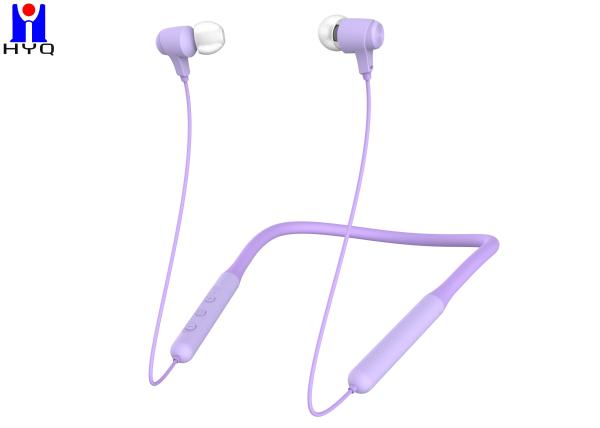 V5.0+ EDR Neck Band True Wireless Stereo Earphones Sports Bluetooth Earbuds Purple
