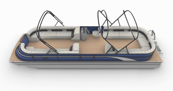 Blue White Panel Pontoon Boat with Four Side Sofa Seating for 18-22 People Luxury Leisure and Party Use