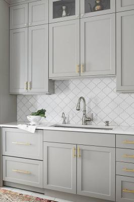 E1 Grade Plywood Base White Lacquer Kitchen Cabinet Set With ISO9001