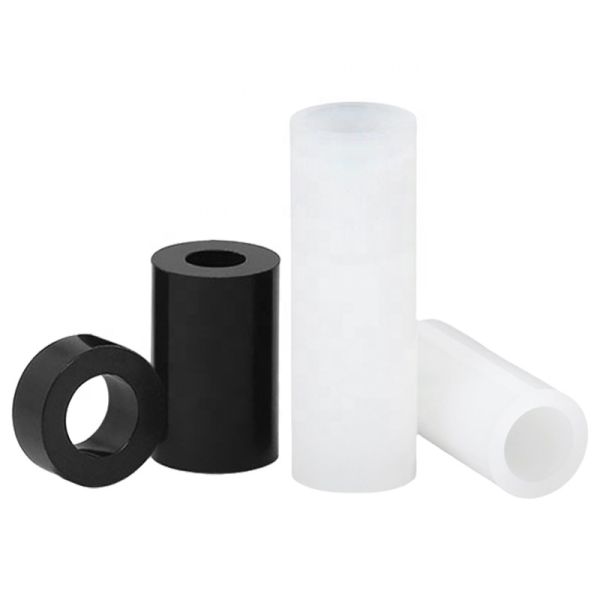 Hollow Cylindrical ABS Plastic Nylon Spacers Impact Resistance White Black Color