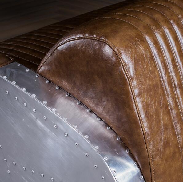 Leather rivet aluminum creative luxury aviator sofa industrial aircraft aluminum lounge chair