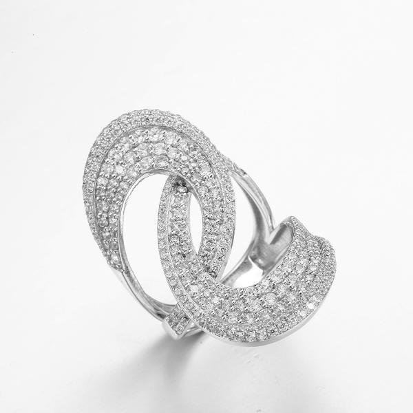 Anniversary Sterling Silver Criss Cross Ring Womens 7.02g Cubic Zirconia