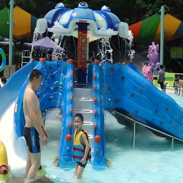 Octopus Shape Water Play Slide Multi Channel For Aqua Park