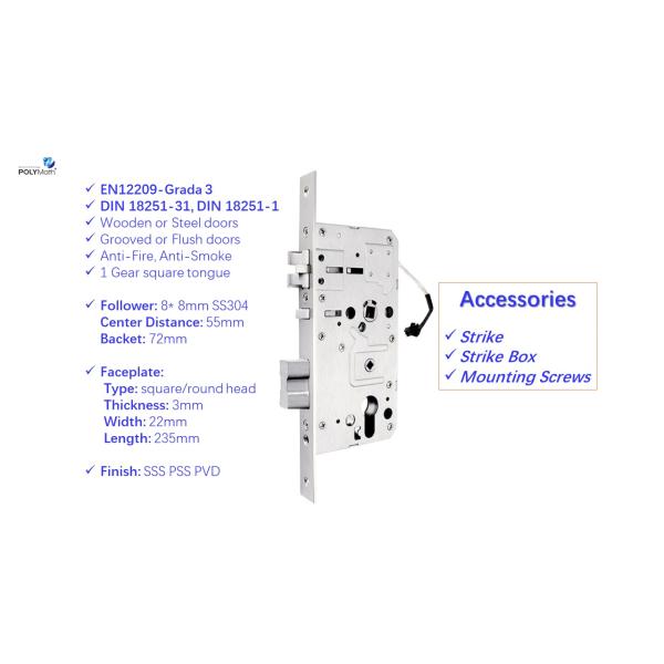 European Latch Security Smart Door Lock in Stainless Steel 304 Customized by Polymath
