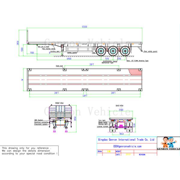 3 Axles Mechanical Suspension Flatbed Semi Trailer