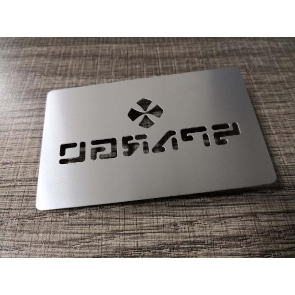 304 Stainless Steel Metal Business Cards With Cut Thru Logo Text