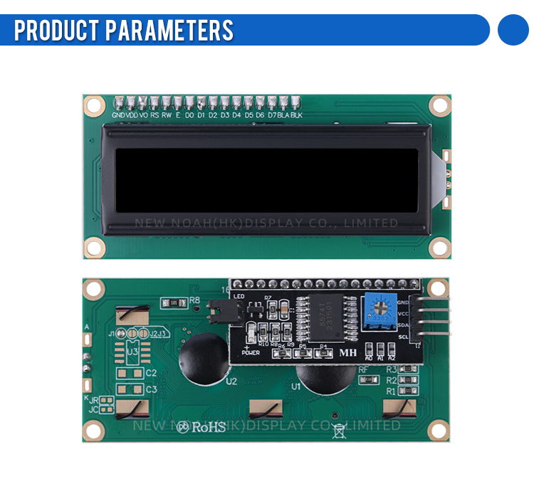 European BTN Black Film 1602A IIC Adapter Board COB LCD Module Original ST7066U Chip Character LCD Screen
