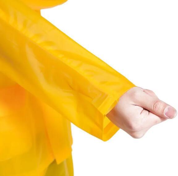Korean Style Rain Coat High Vis Yellow PVC Rain Suit With Hood