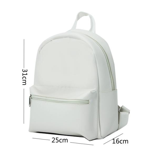 25cm 31cm Womens Waterproof Backpack PU White Backpack With Gold Zipper