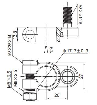 CW612N Positive Car Battery Wire Connectors Forging Brass  Material