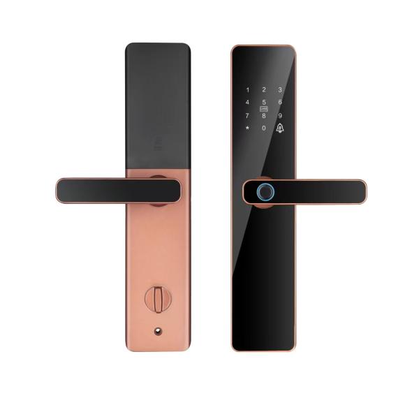 S819 Serrure de porte intelligente numérique pour la maison, compatible WiFi, Tuya TTlock & Empreinte digitale avec mot de passe, carte-clé et serrure