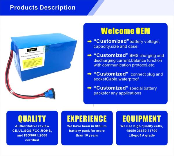 48V 60V 72V 40Ah Lithium Polymer Battery Pack For Electric Bicycles Scooters
