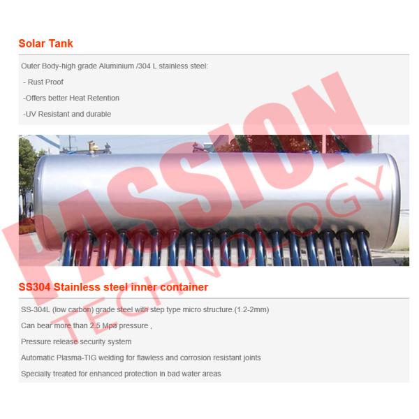 Calentador de agua de energía solar del tubo de calor, calentador de agua solar integrado 300 litros