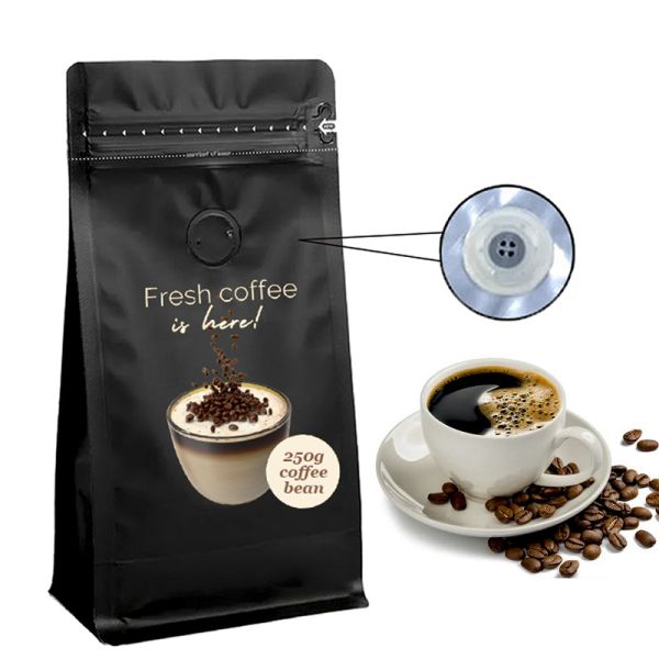 Recyclable Materials Durable Flat Bottom Coffee Bean Pouch Plastic Zipper Packaging Valve Coffee Bag