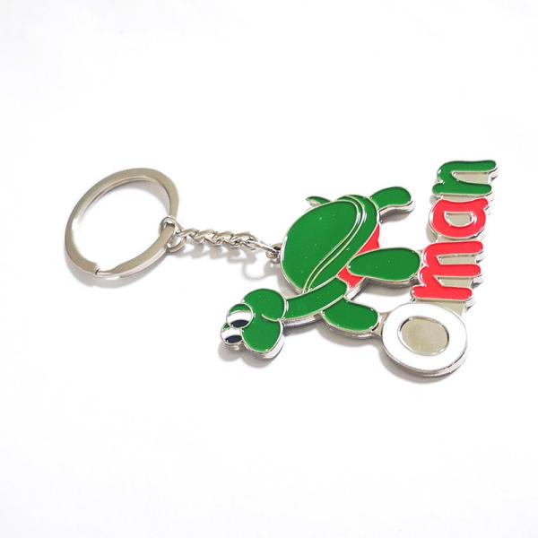 Custom Souvenir Metal Key Chains Iron Soft Enamel Keyrings With Omani Turtle Design