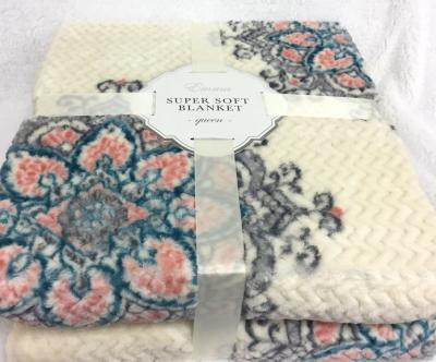 Jacquard Style Flannel Bed Blanket , 3D Printed Sherpa Throw Blanket NO Shrink
