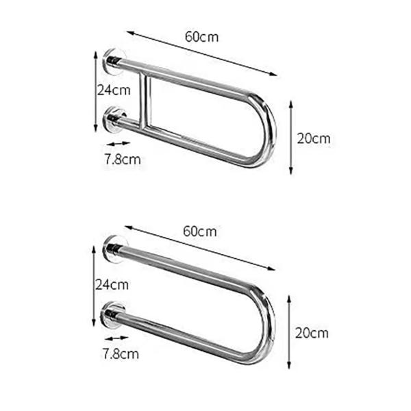 304 Stainless Steel U Shaped Grab Bars , Anti Slip Bathroom Safety Rails